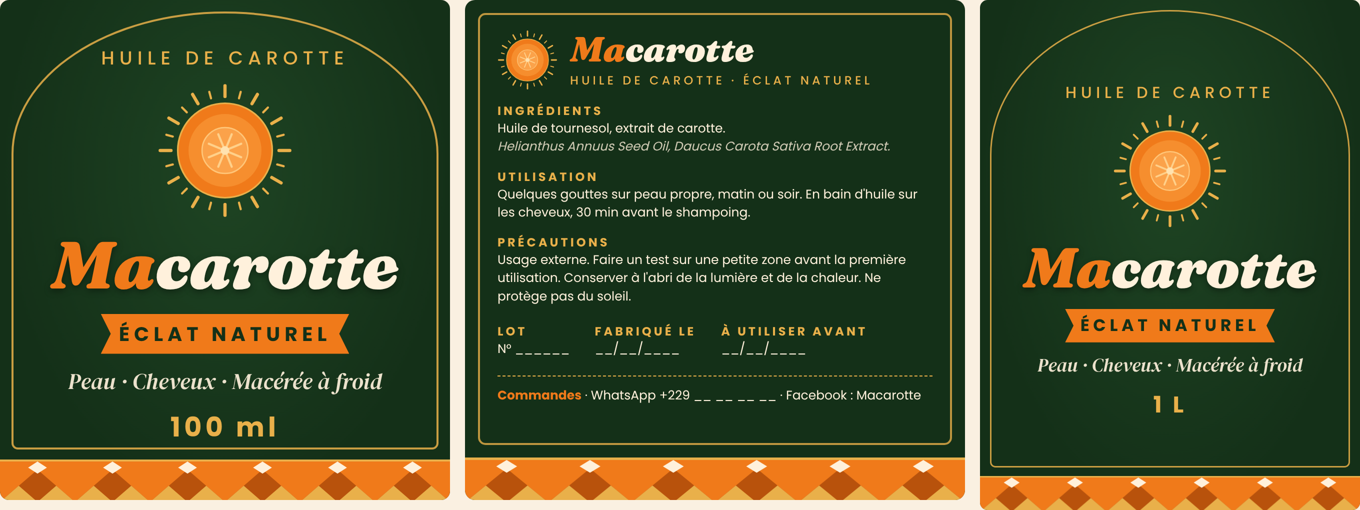 Planche d'étiquettes pour flacons de 100 ml et 1 litre